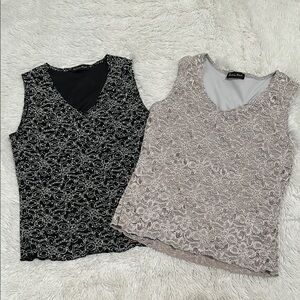 👒 Bundle of 2 Brittany Black Lace Glitter Tank Tops
